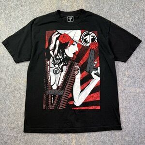 Rare VTG Fearless T-Shirt Adult Sz L Black Graphic Print Short Sleeve Y2K Emo Ar